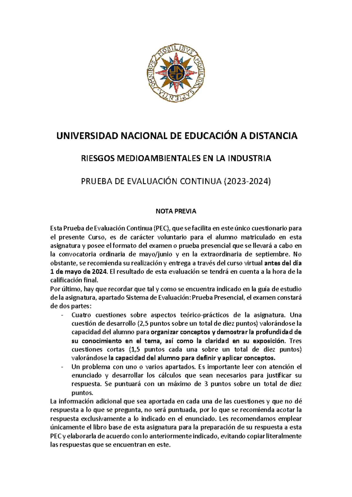 Prueba de evaluación Continua - UNIVERSIDAD NACIONAL DE EDUCACIÓN A ...