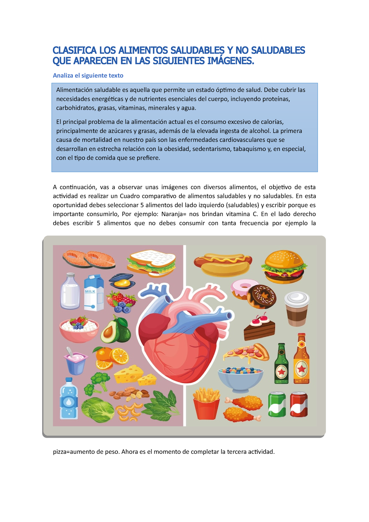 Clasifica Los Alimentos Saludables Clasifica Los Alimentos Saludables Y No Saludables Que 7747