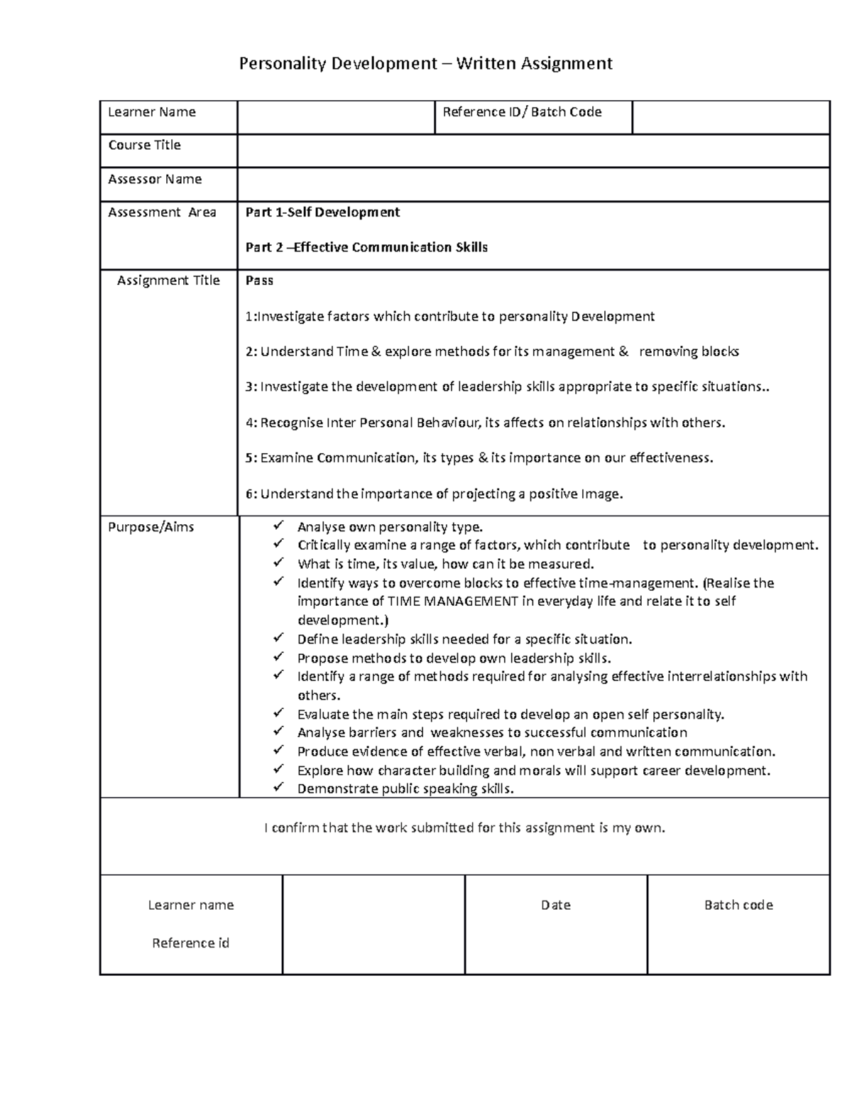 PD-Assigment-Online written - Learner Name Reference ID/ Batch Code ...