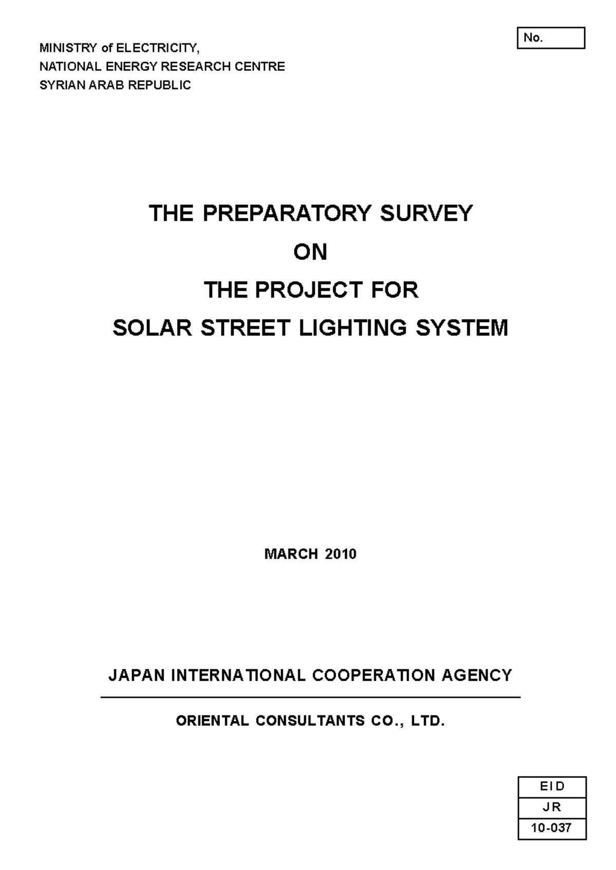 12003 612 01 - Solar installation - No. 10- J R E I D THE PREPARATORY ...