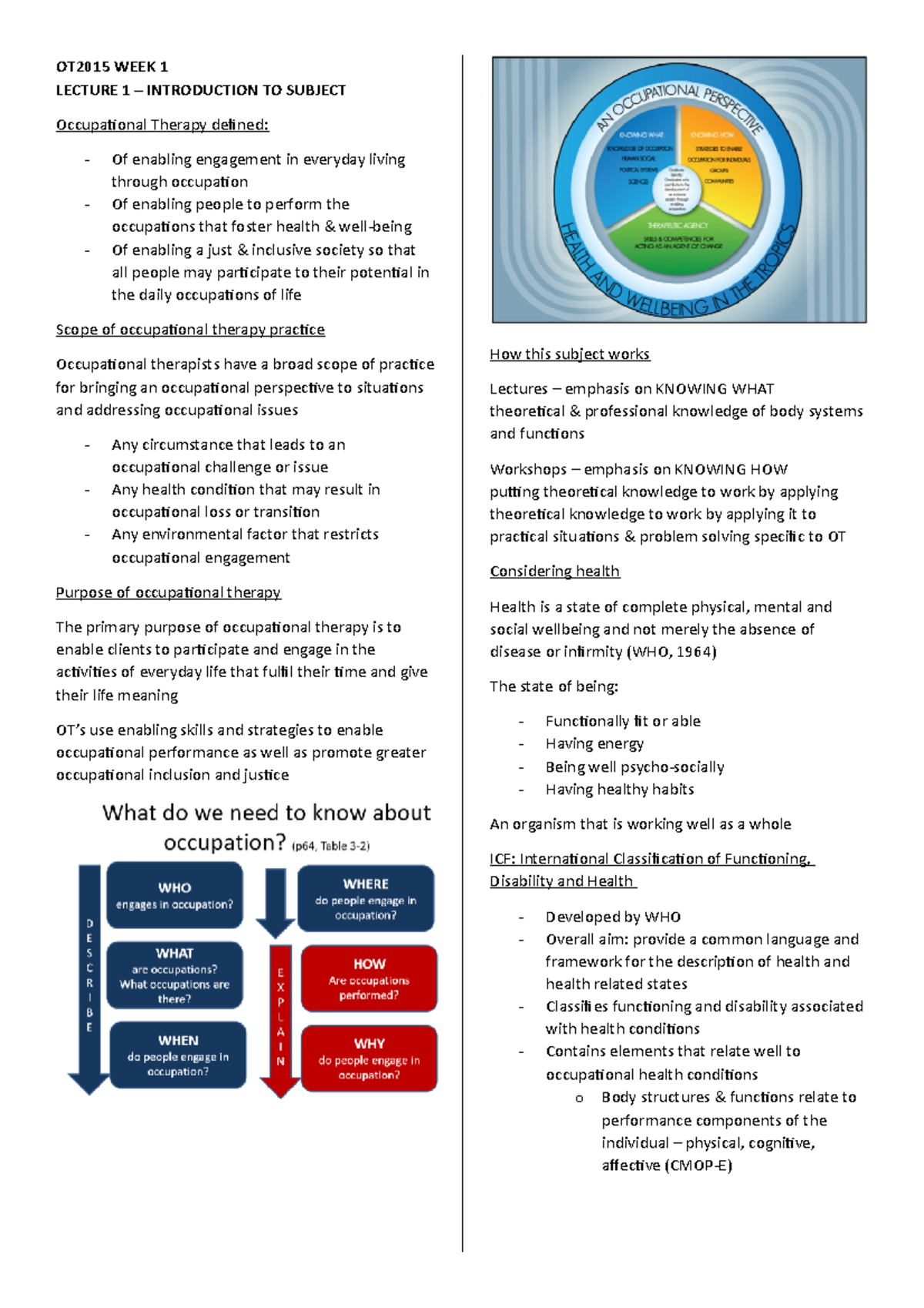 OT2015 Semester Recap - OT2015 WEEK 1 LECTURE 1 – INTRODUCTION TO ...
