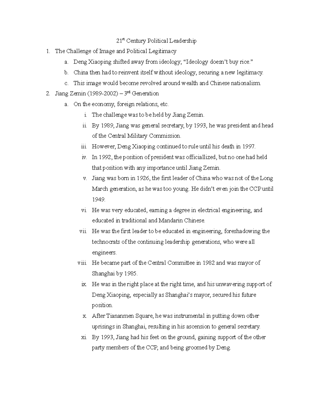 China notes 4 24 18 21st Century Political Leadership - 21 st Century ...