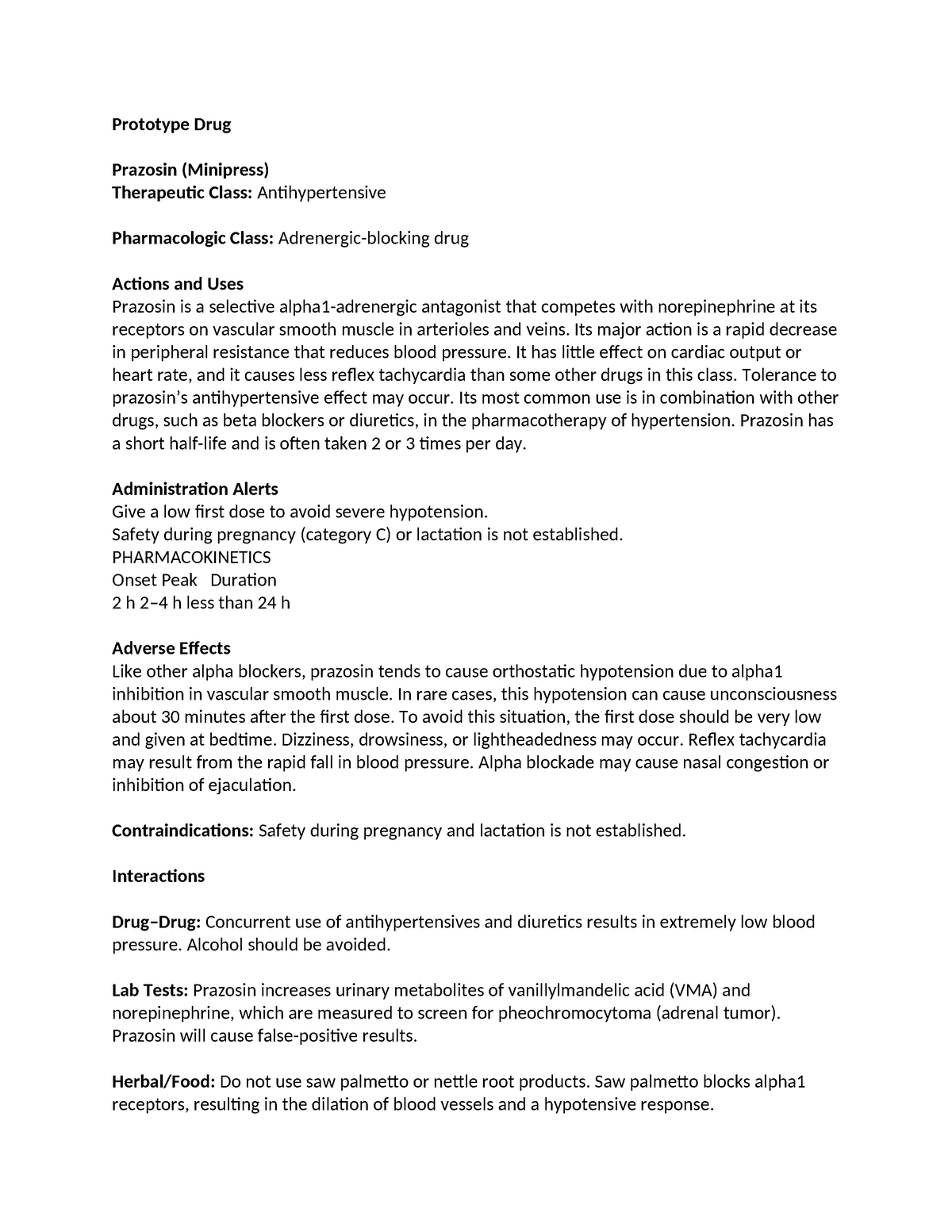 Prototype Drug Prazosin - Prototype Drug Prazosin (Minipress ...