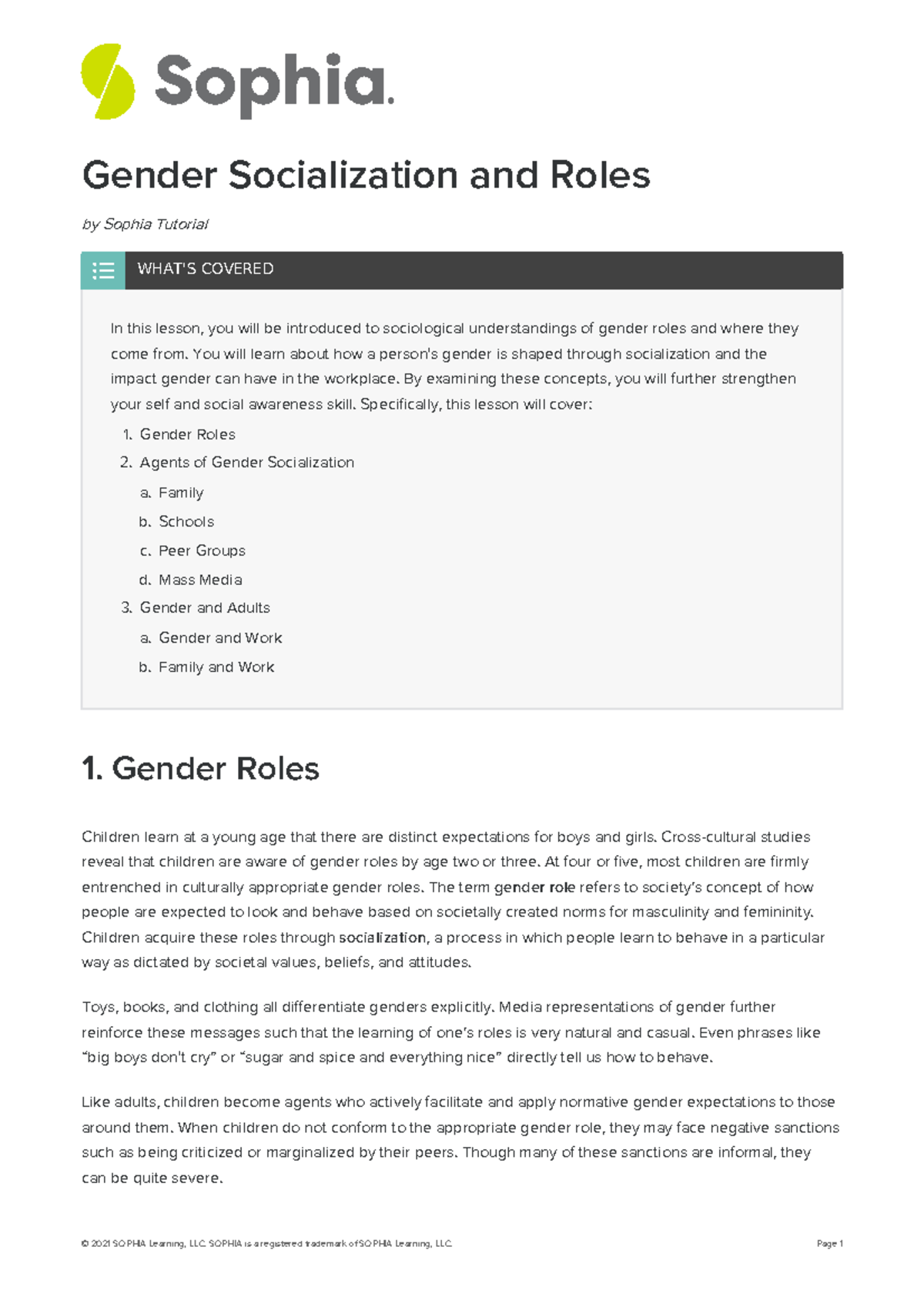 gender socialization assignment