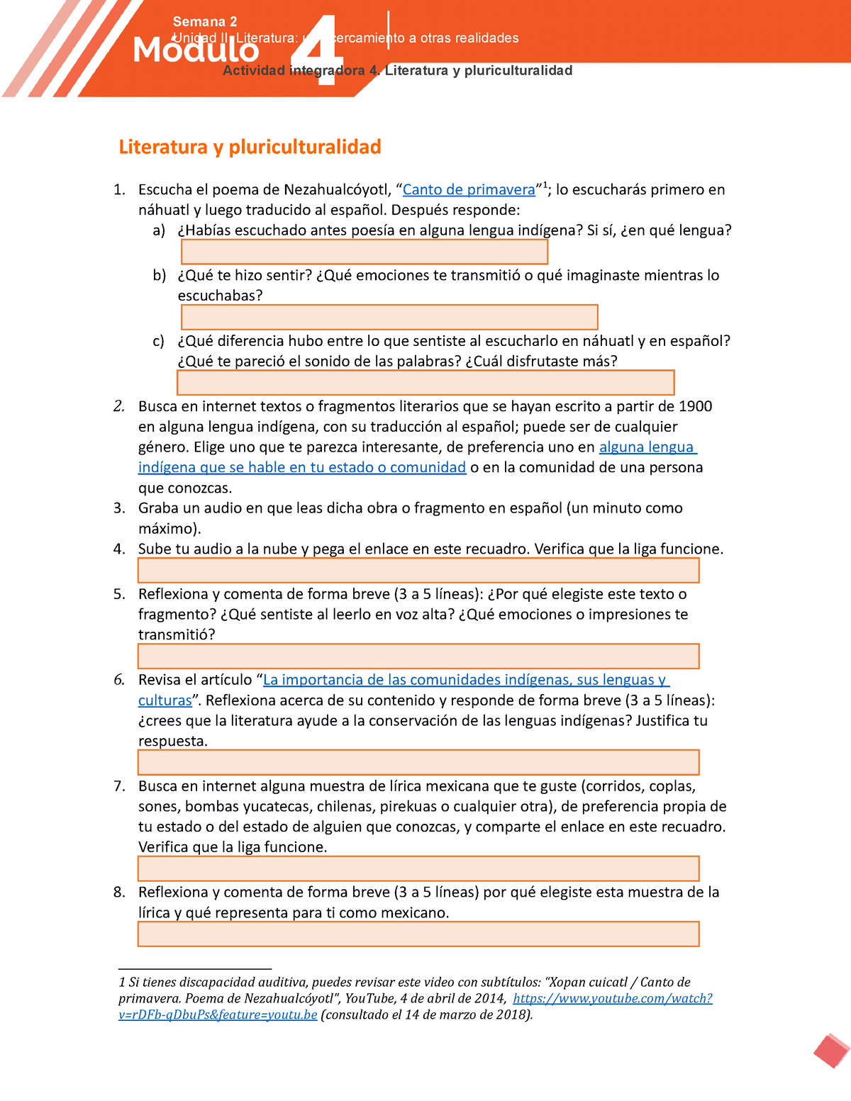 M04 S2 AI4 WORD - Tarea - Literatura Y Pluriculturalidad Escucha El ...