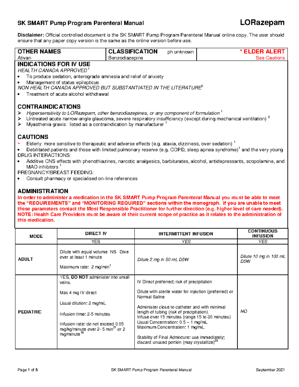 LORazepam 2021 - IV monograph - Disclaimer: Official controlled ...