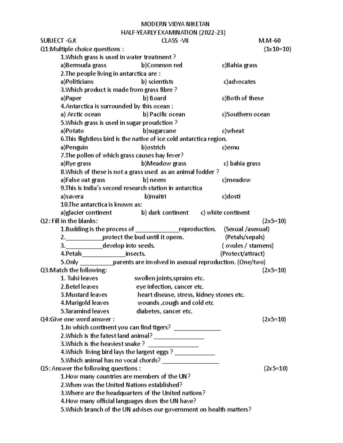 Class VII G - fgdfgf - MODERN VIDYA NIKETAN HALF-YEARLY EXAMINATION ...