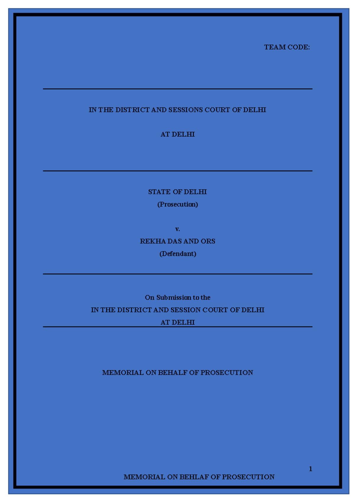 Prosecution MEMO - It is about a book in regard with case laws - TEAM ...