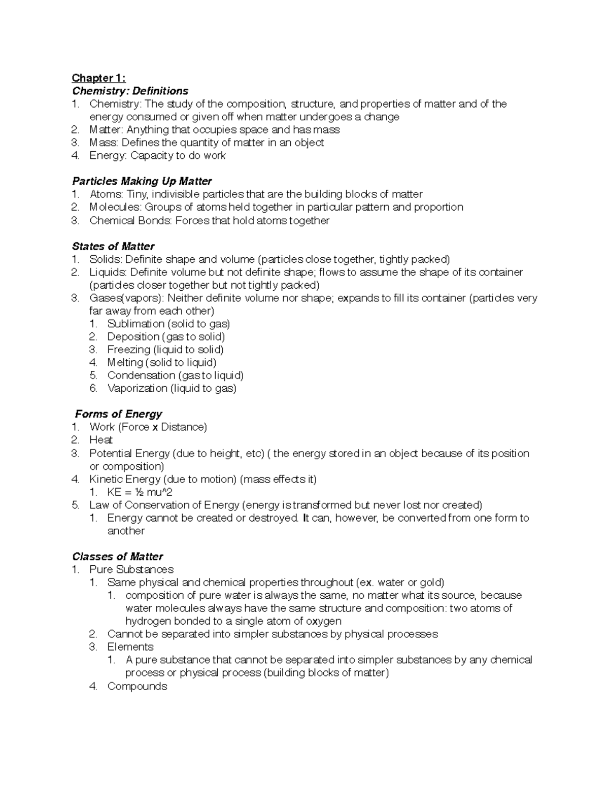 Chem 1 - Summary General Chemistry 1 - Chapter 1: Chemistry ...