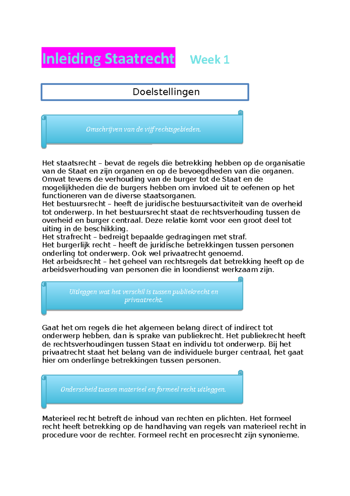 Werkgroep Uitwerkingen - Werkgroep 1 - 7 - Inleiding Staatrecht Week 1 ...