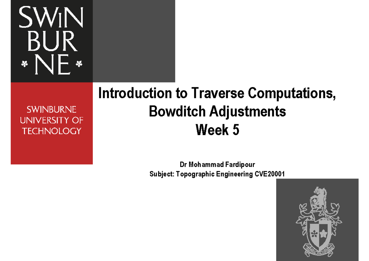 Lecture 5- Bowditch Traverse Computations - Introduction to Traverse ...