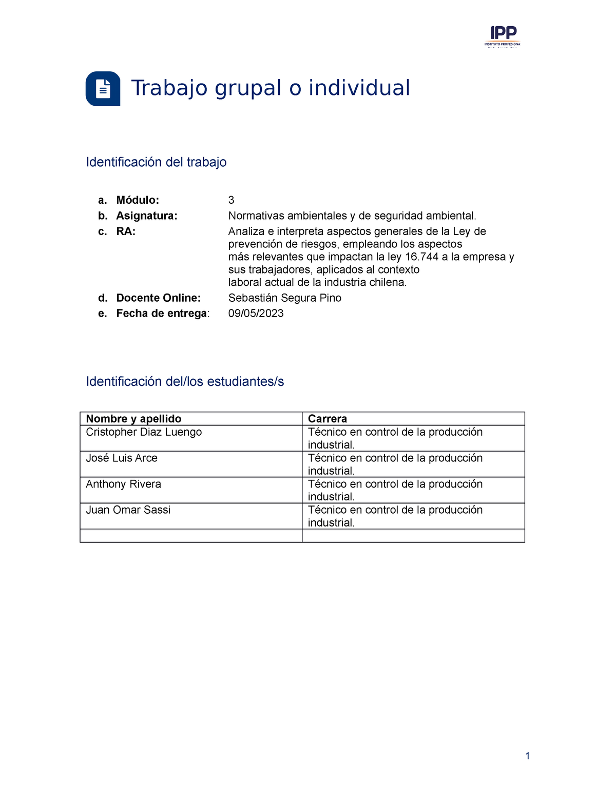 Grupo N°22 TG M3 Normativas Ambientales Y DE Seguridad Industrial ...