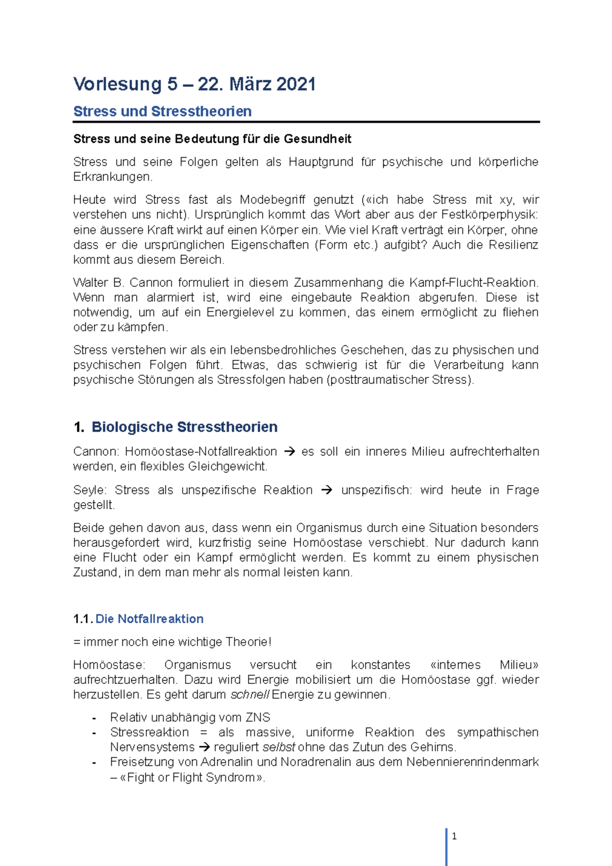 Zusammenfassung Der Vorlesung 5 (Vorlesung) - Vorlesung 5 – 22. März ...