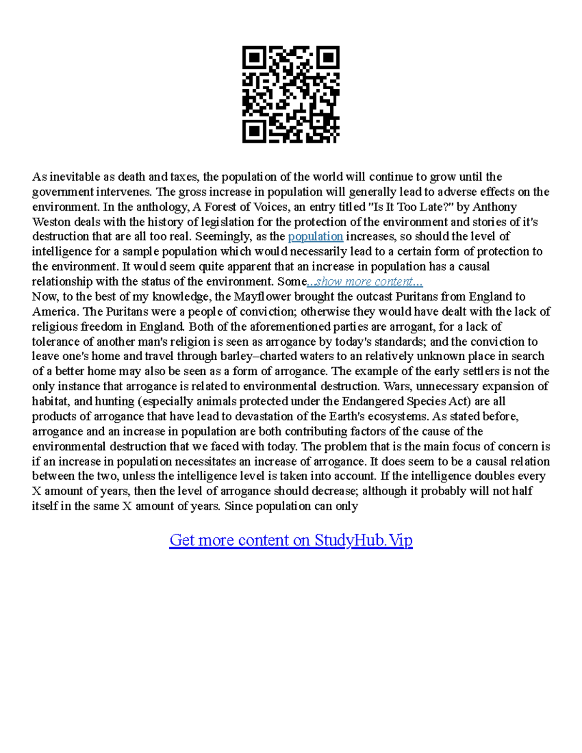 Increase In Population Essay - As inevitable as death and taxes, the ...