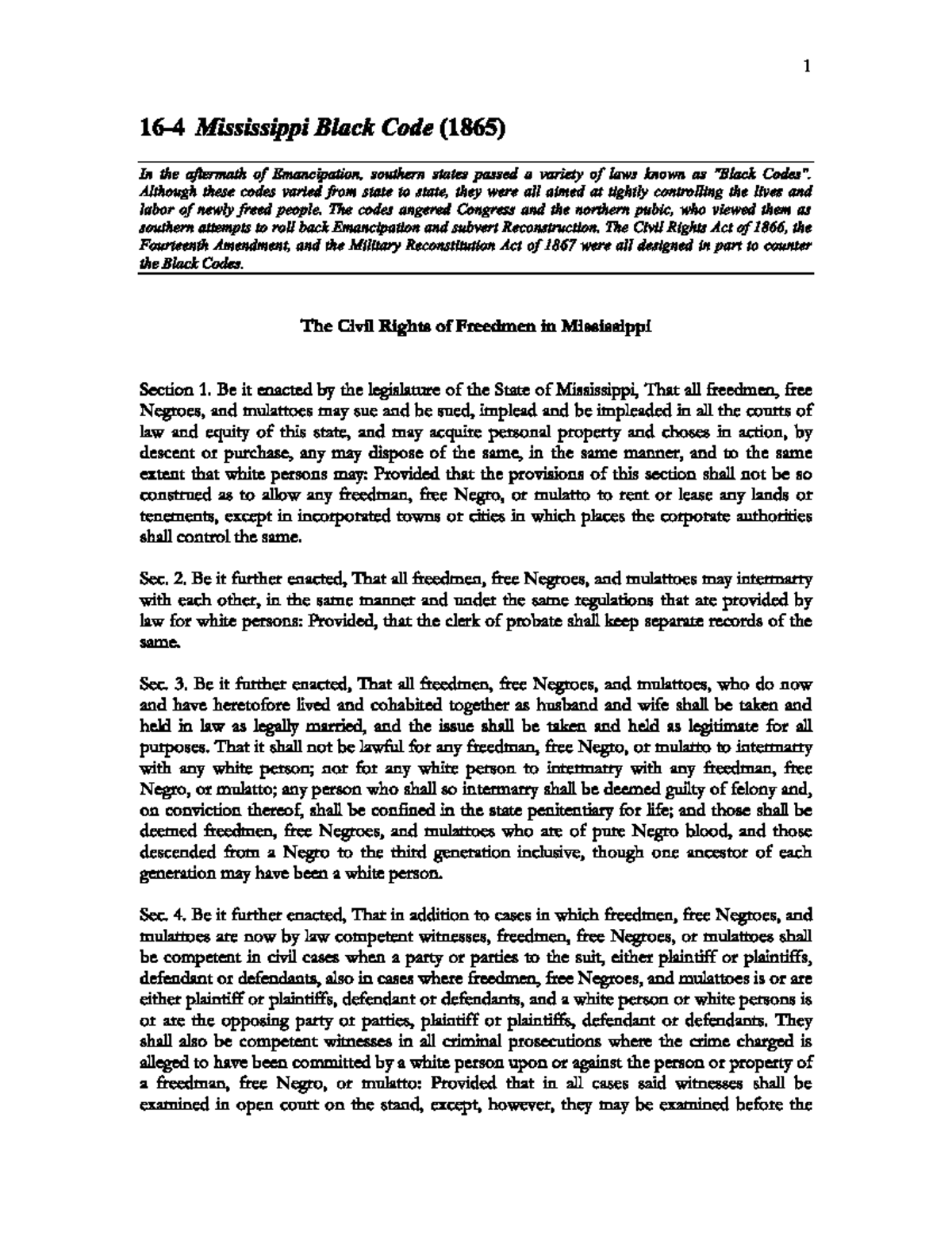 The Mississippi Black Code HIST 007A Studocu