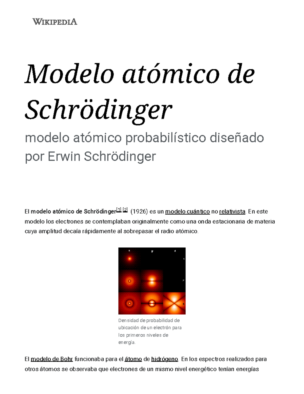 Modelo Atómico De Schrödinger - Wikipedia, La Enciclopedia Libre ...