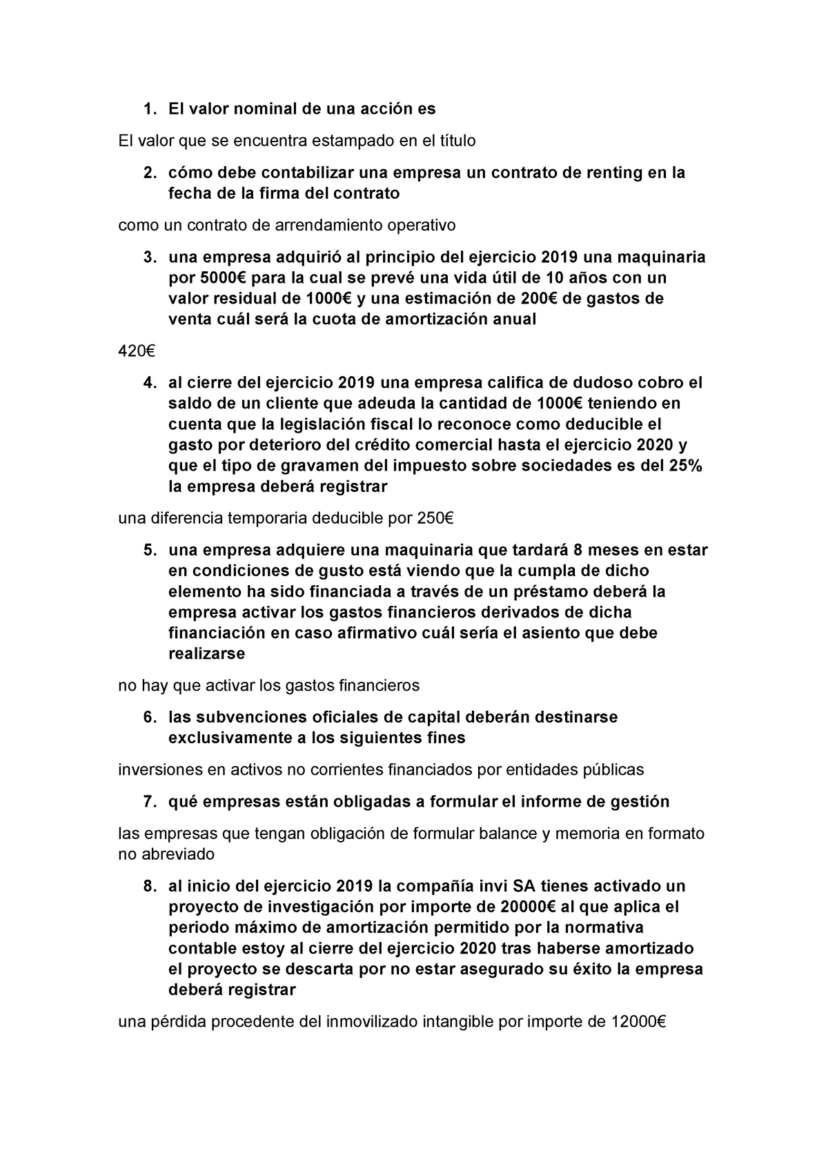 Tipo Test Junio El Valor Nominal De Una Acción Es El Valor Que Se Encuentra Estampado En El