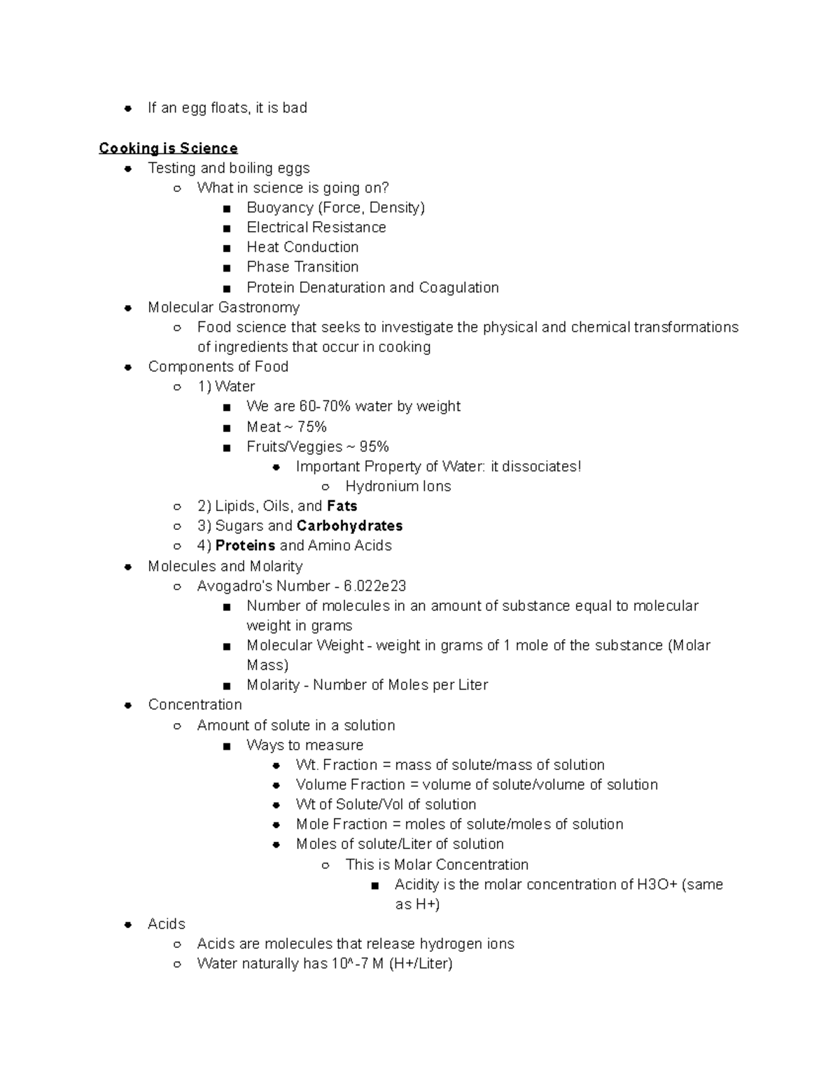 PY107 Lecture 1 If an egg floats, it is bad Cooking is Science