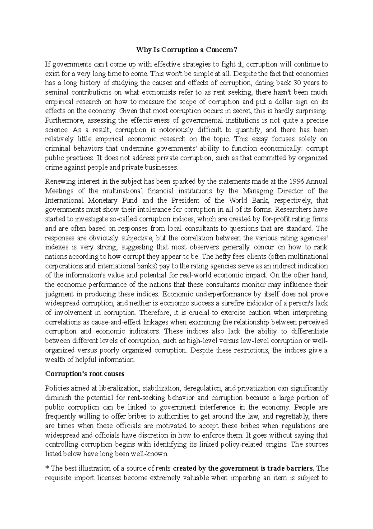 Why Is Corruption a Concern - This won't be simple at all. Despite the ...