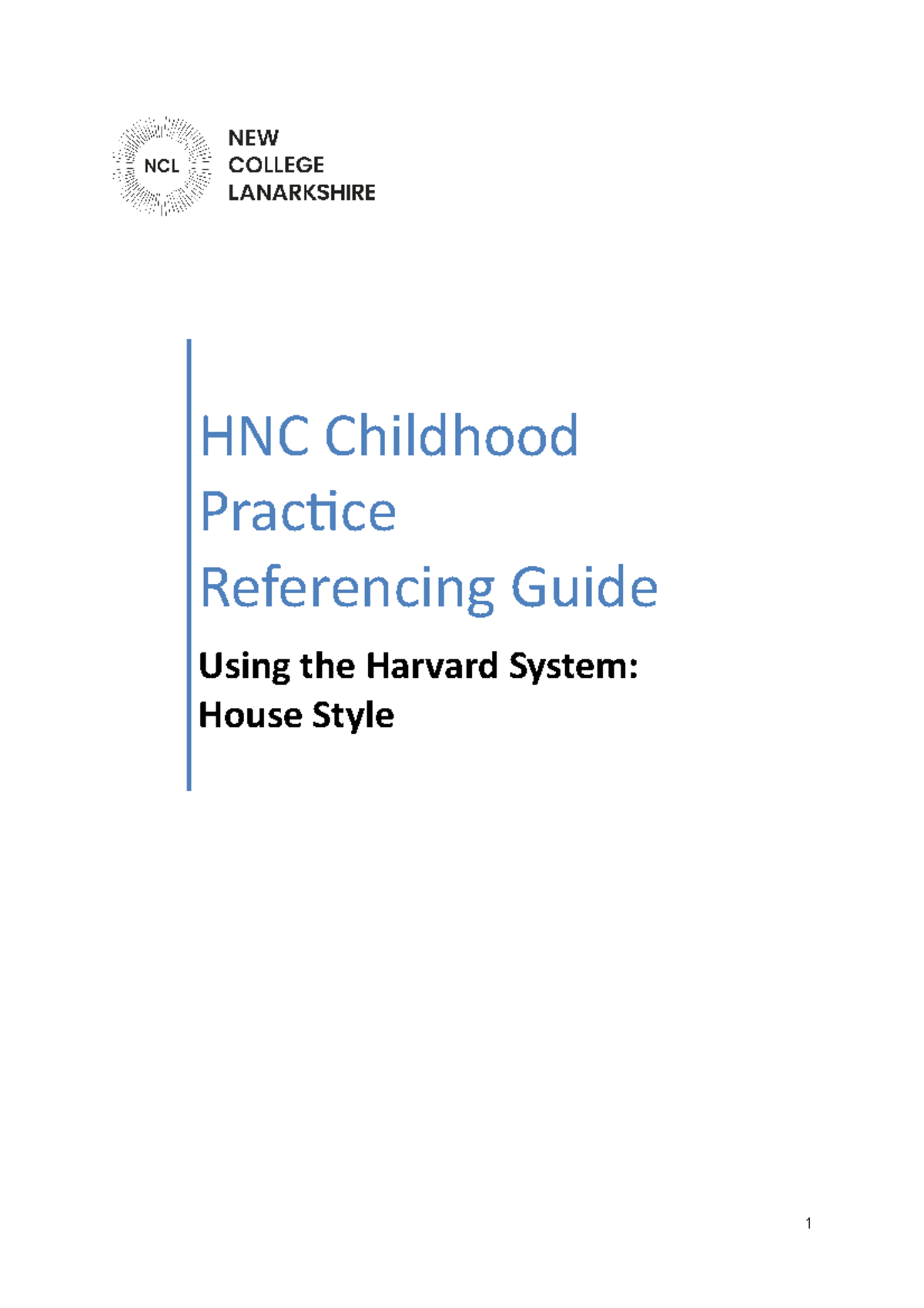 HNC CHP Referencing Guide - HNC Childhood Practice Referencing Guide ...