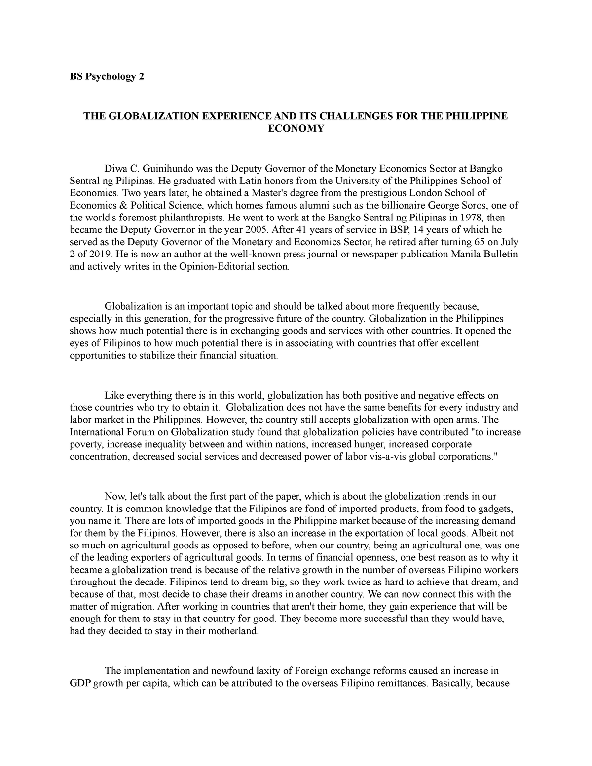 research paper about globalization in the philippines
