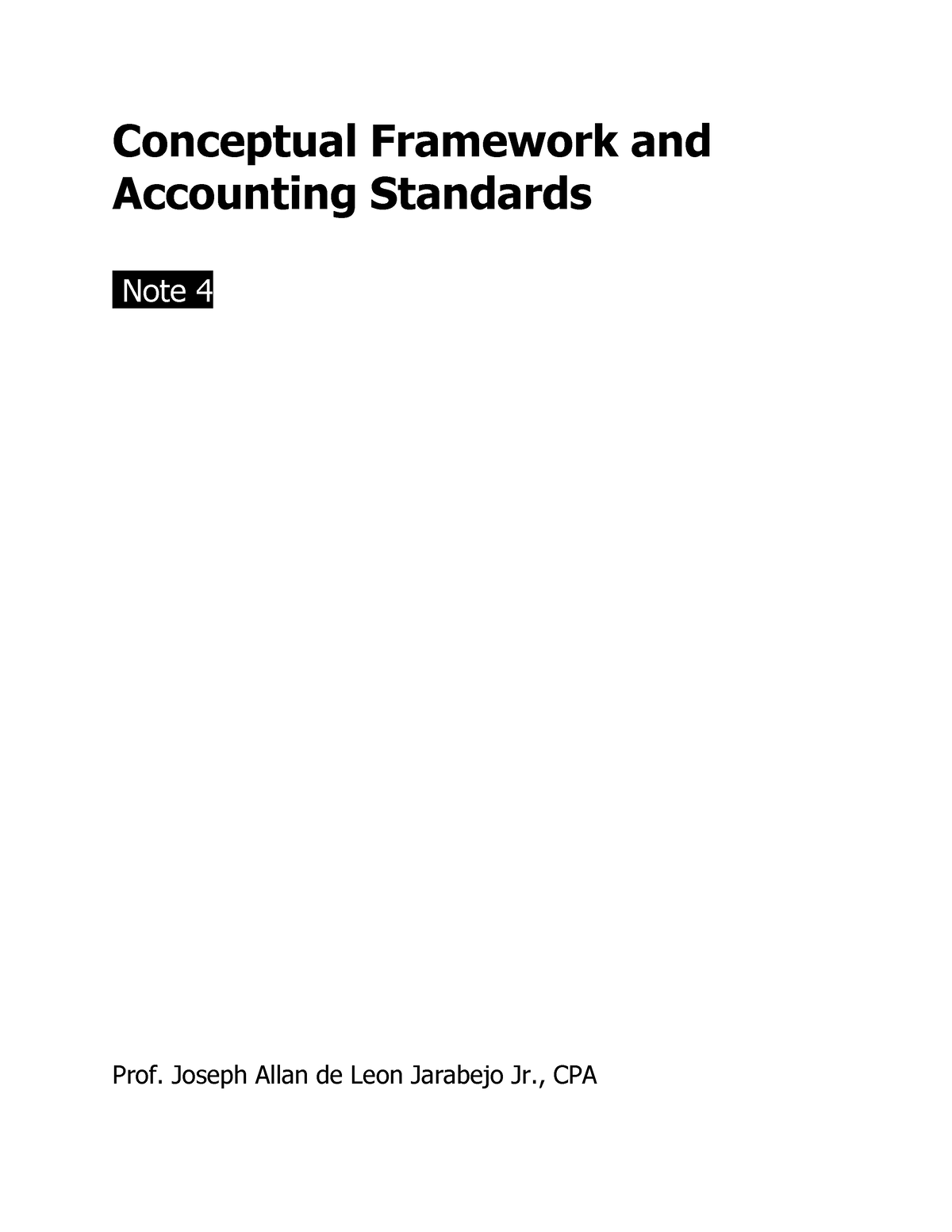 Note 4 - CFAS Lecture - Conceptual Framework And Accounting Standards ...