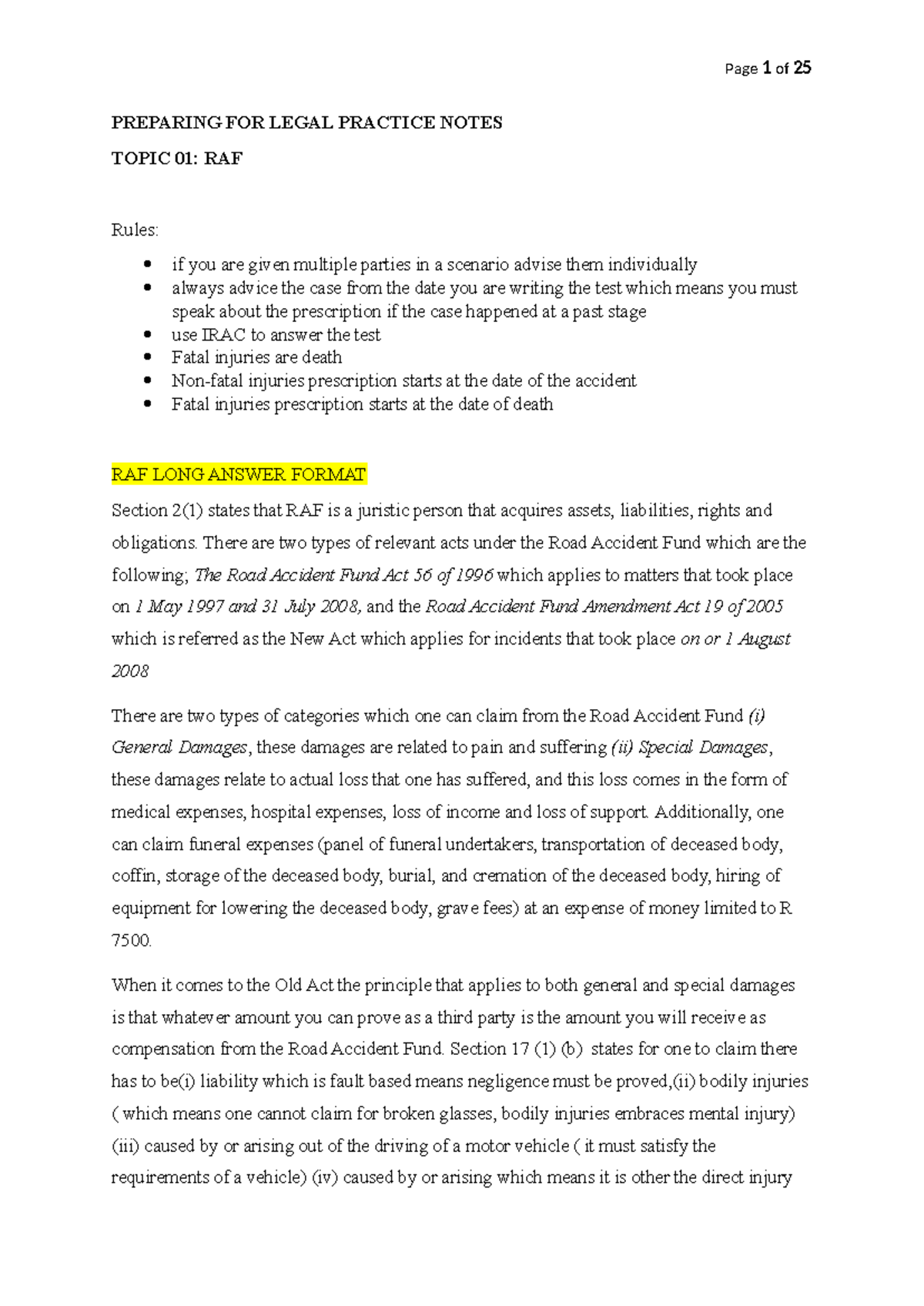 Preparing FOR Legal Practice Notes - PREPARING FOR LEGAL PRACTICE NOTES ...