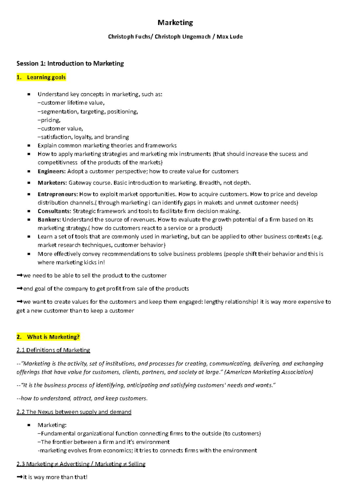 Marketing Summary.docx - Google Docs - Marketing Christoph Fuchs ...