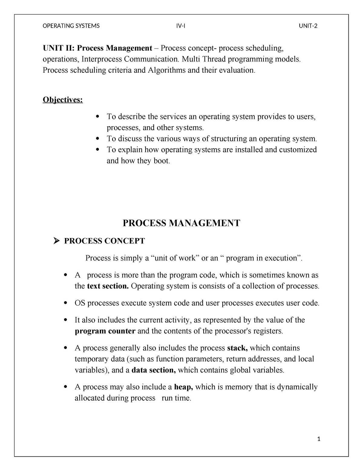 Unit2 - UNIT II: Process Management – Process concept- process ...