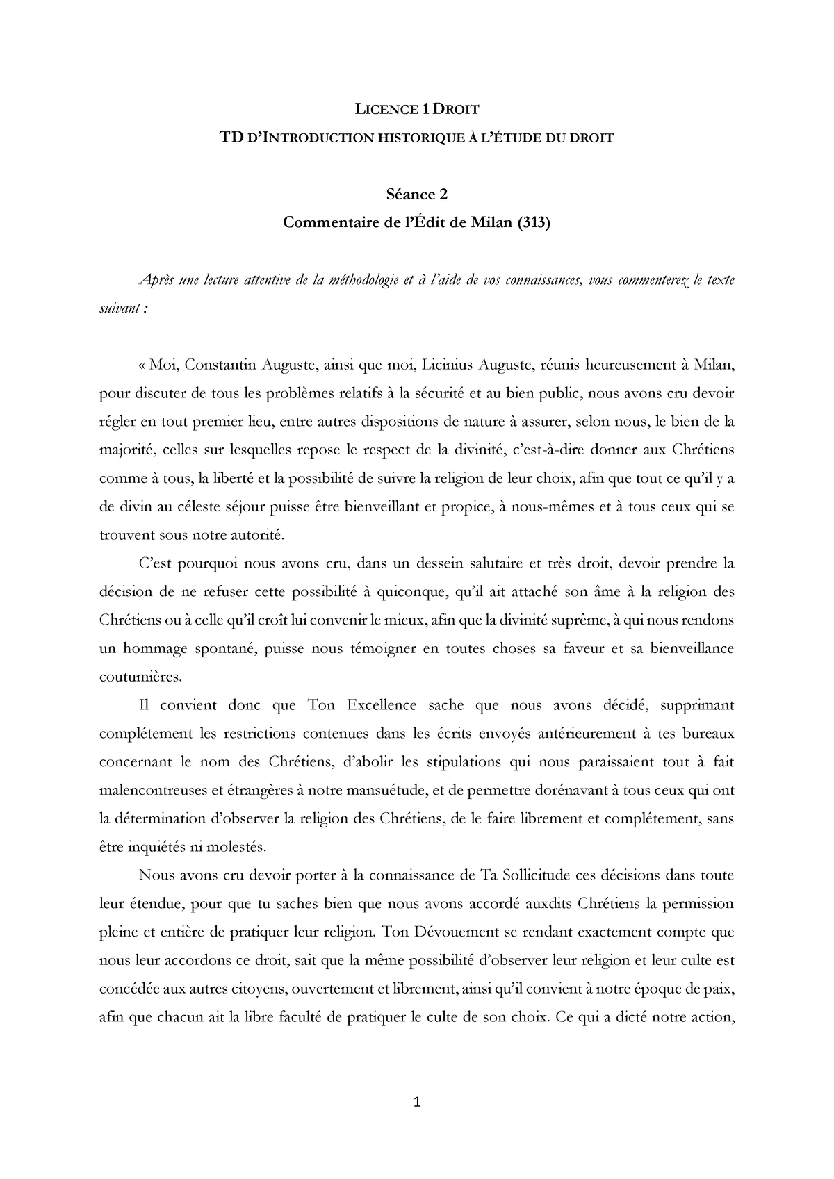 SÃ©ance 2 (2)-2 - 1 LICENCE 1 DROIT TD D’INTRODUCTION HISTORIQUE À L ...