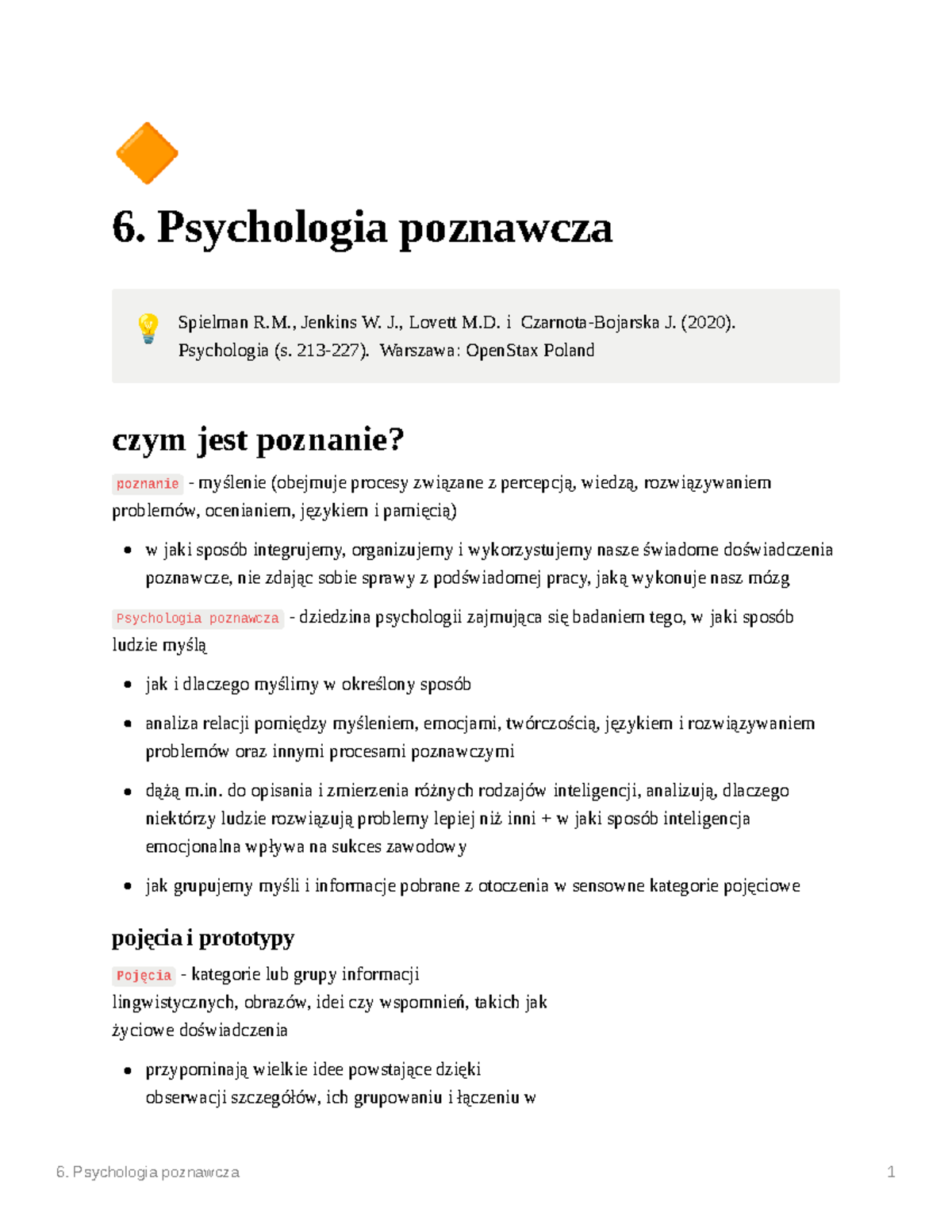 Poznawcza - $ 6. Psychologia Poznawcza Spielman R., Jenkins W. J ...