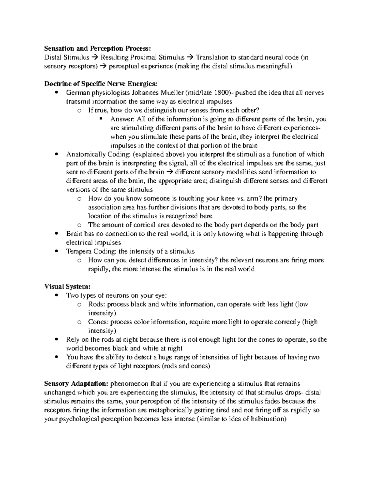 Lecture 5 test 2 - Sensation and Perception Process: Distal Stimulus ...