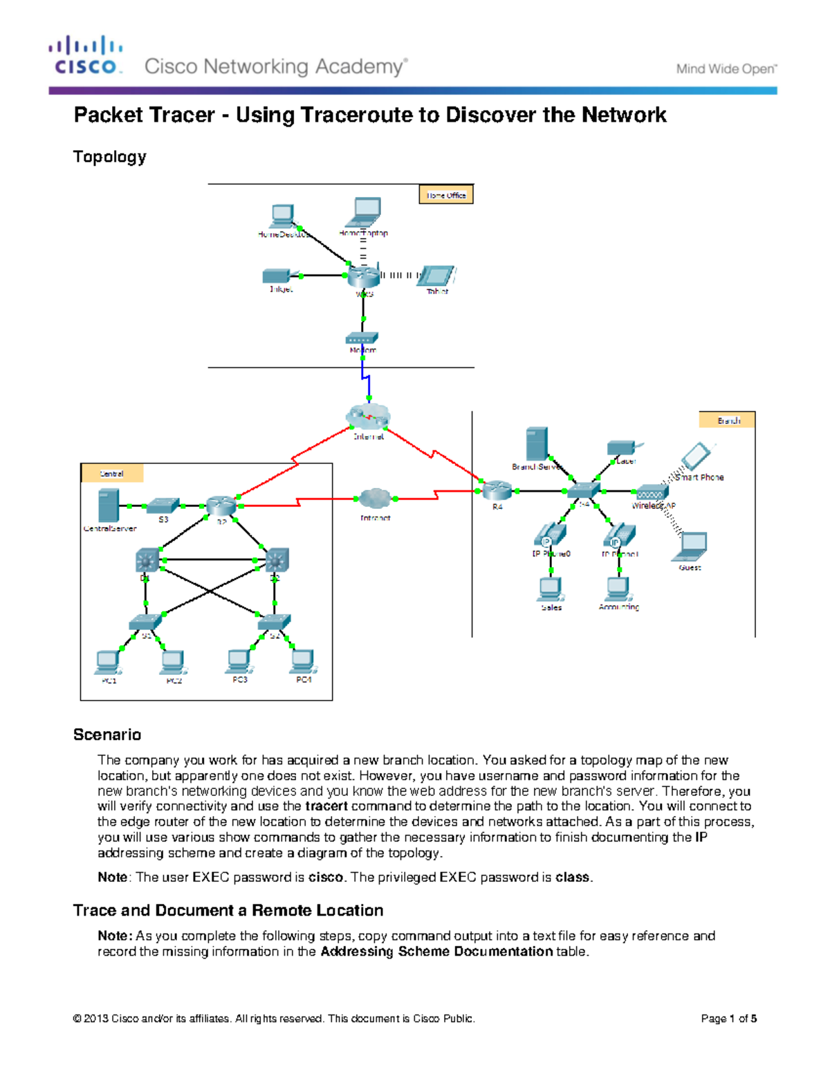 1.1.1.8 Packet Tracer - Using Traceroute to Discover the Network ...