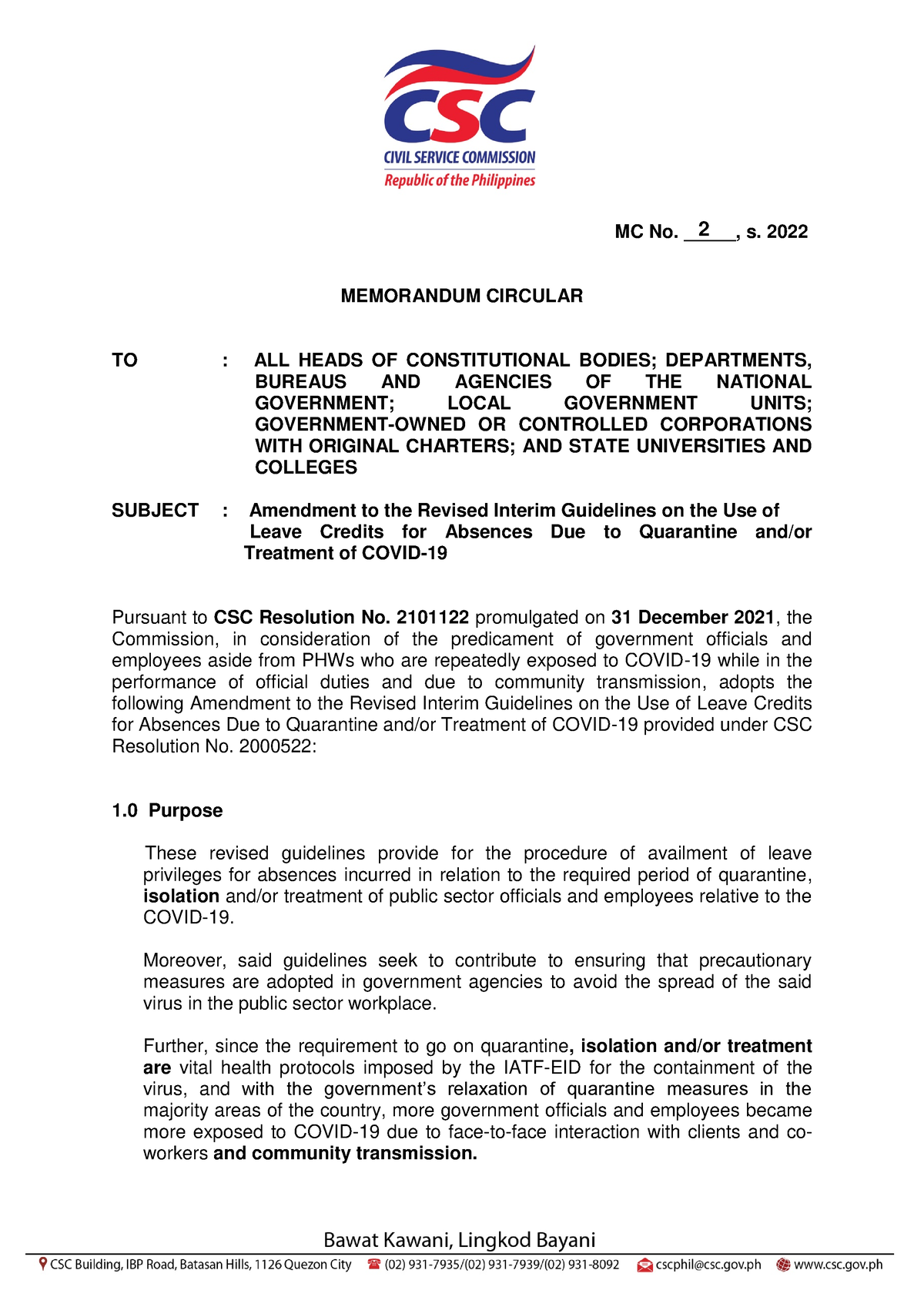 MC No. 02, S. 2022 - MC No14 - MC No. _____, S. 2022 MEMORANDUM ...