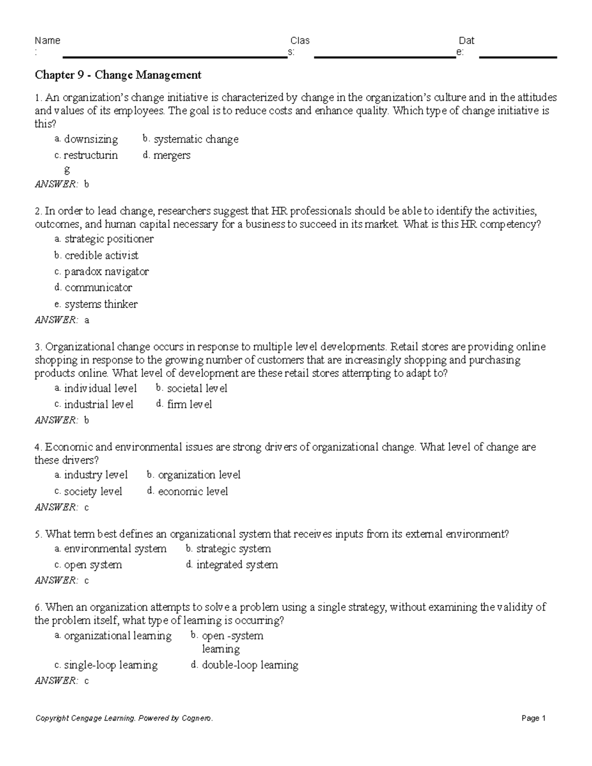 Chapter 9 Change Management - : S: E: Chapter 9 - Change Management 1 ...