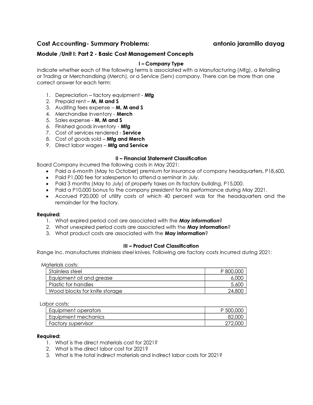 Handouts 2022Module Unit1 Part 2 Basic Cost Management Concepts