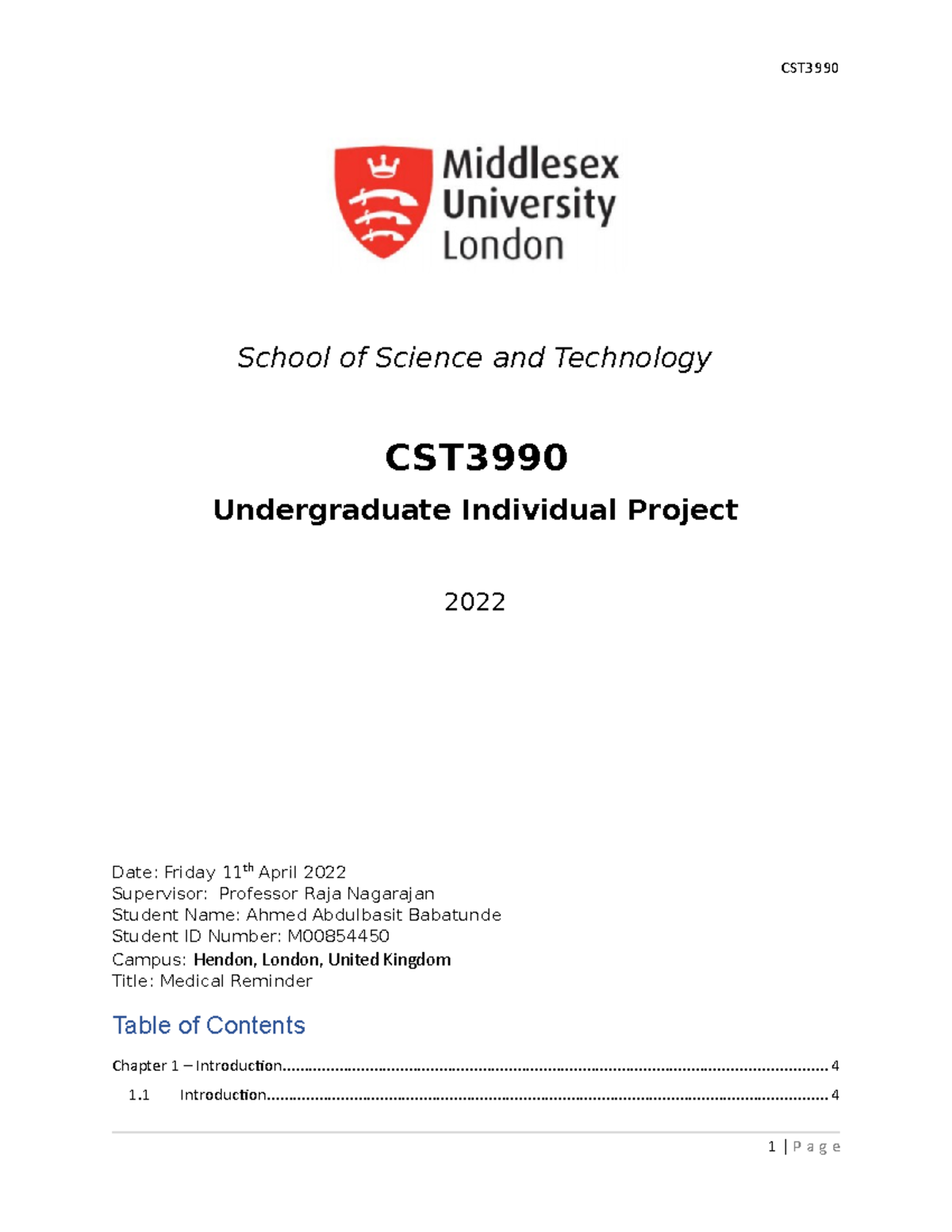 Literature review - coursework on medical app - School of Science and ...
