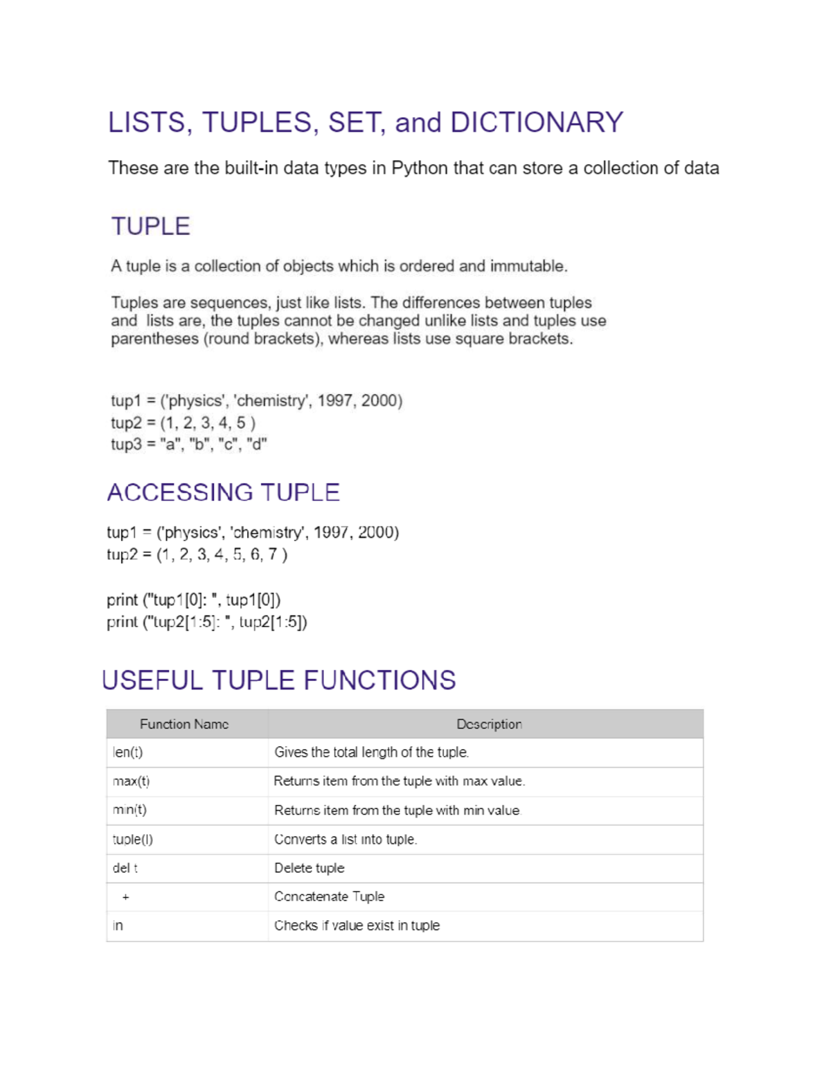 Lecture 7 Sets, Tuples, Dicts, Module Information Technology Studocu