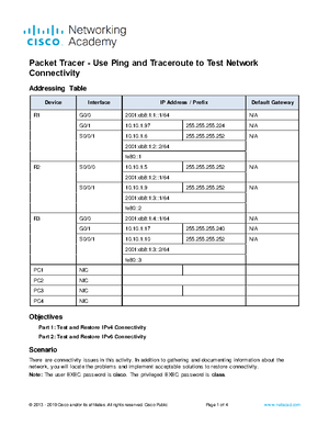 Data communication packet tracer questions - © 2014 - 2019 Cisco and/or ...