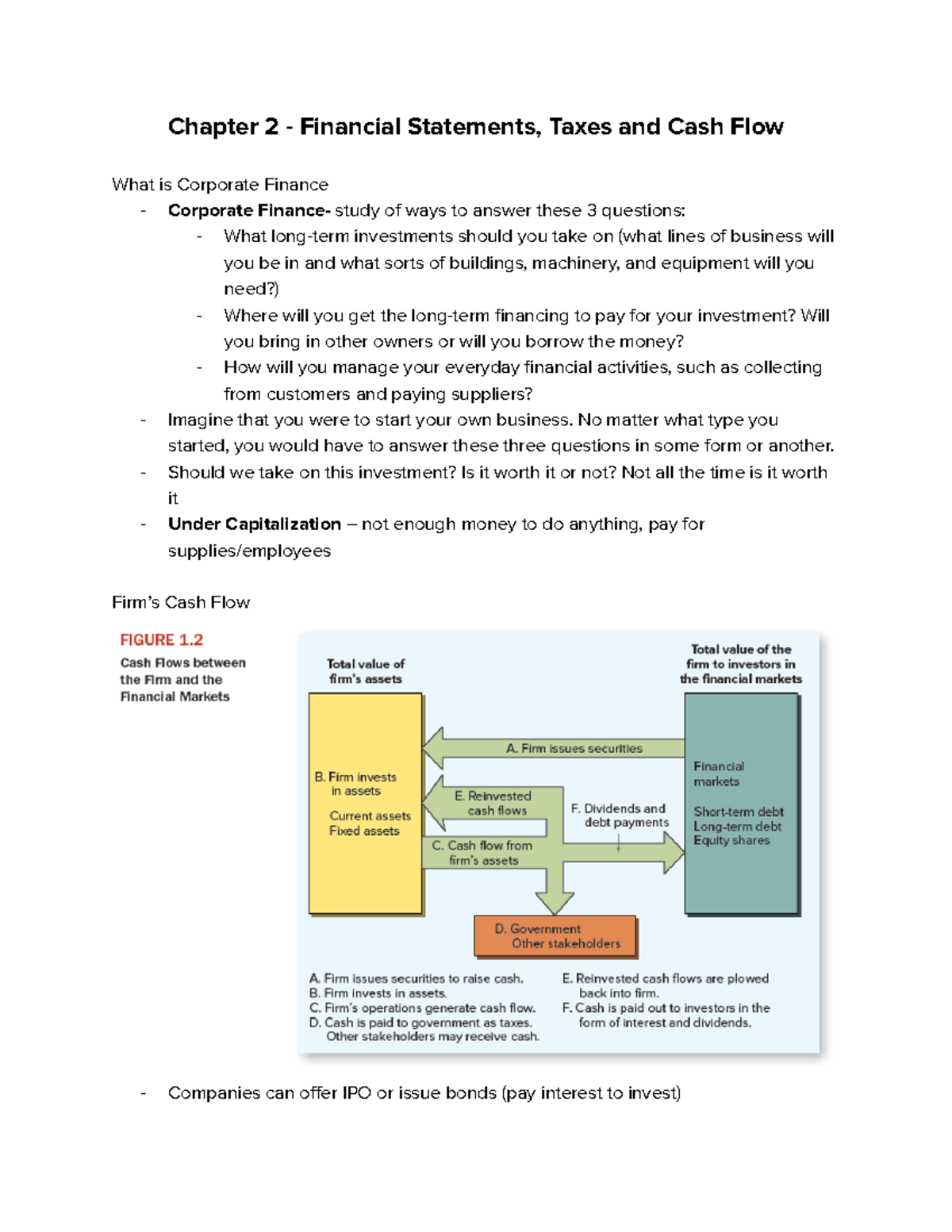 FIN301 Notes - Chapter 2 - Financial Statements, Taxes and Cash Flow ...