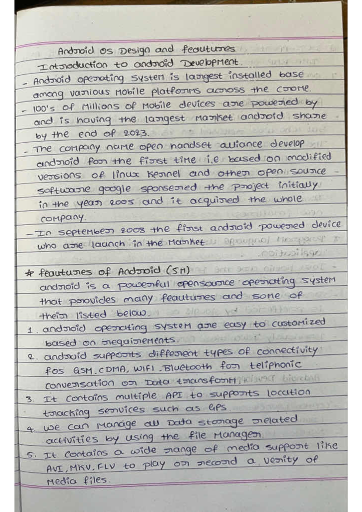 MAD Notes - test - Android os Design and features Introduction to ...