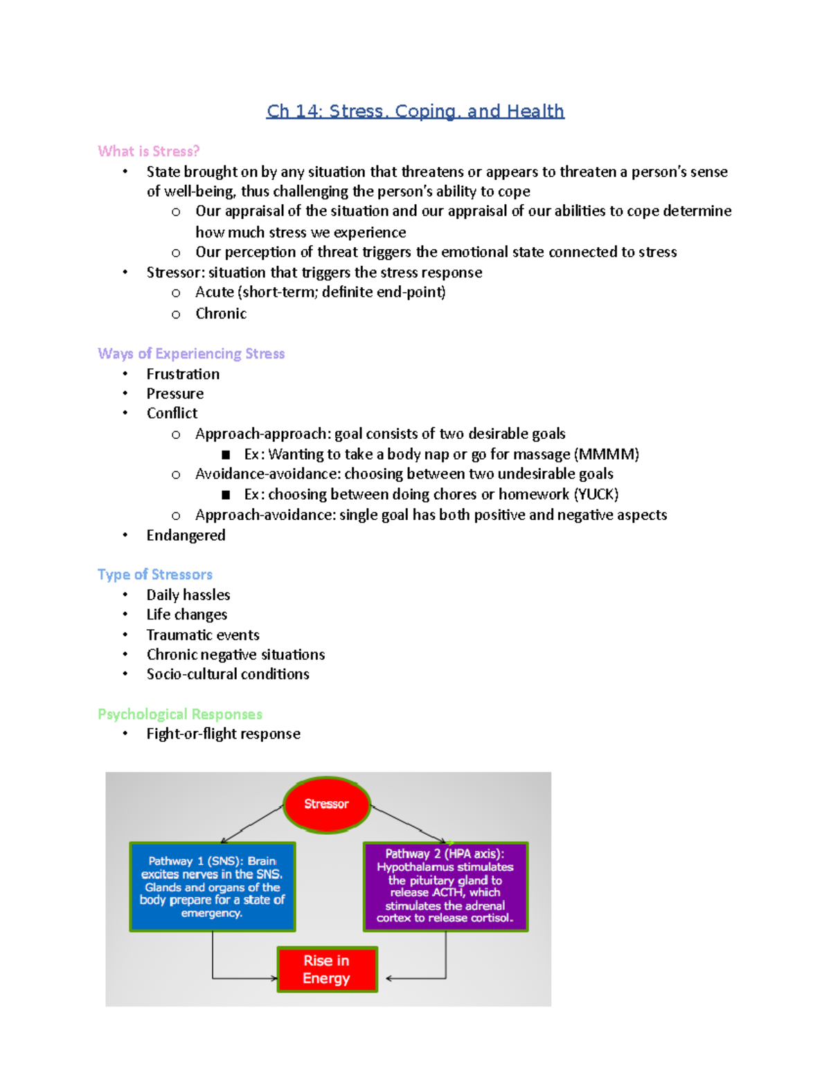 Ch 14 Stress, Coping, And Health - Ch 14: Stress, Coping, And Health ...