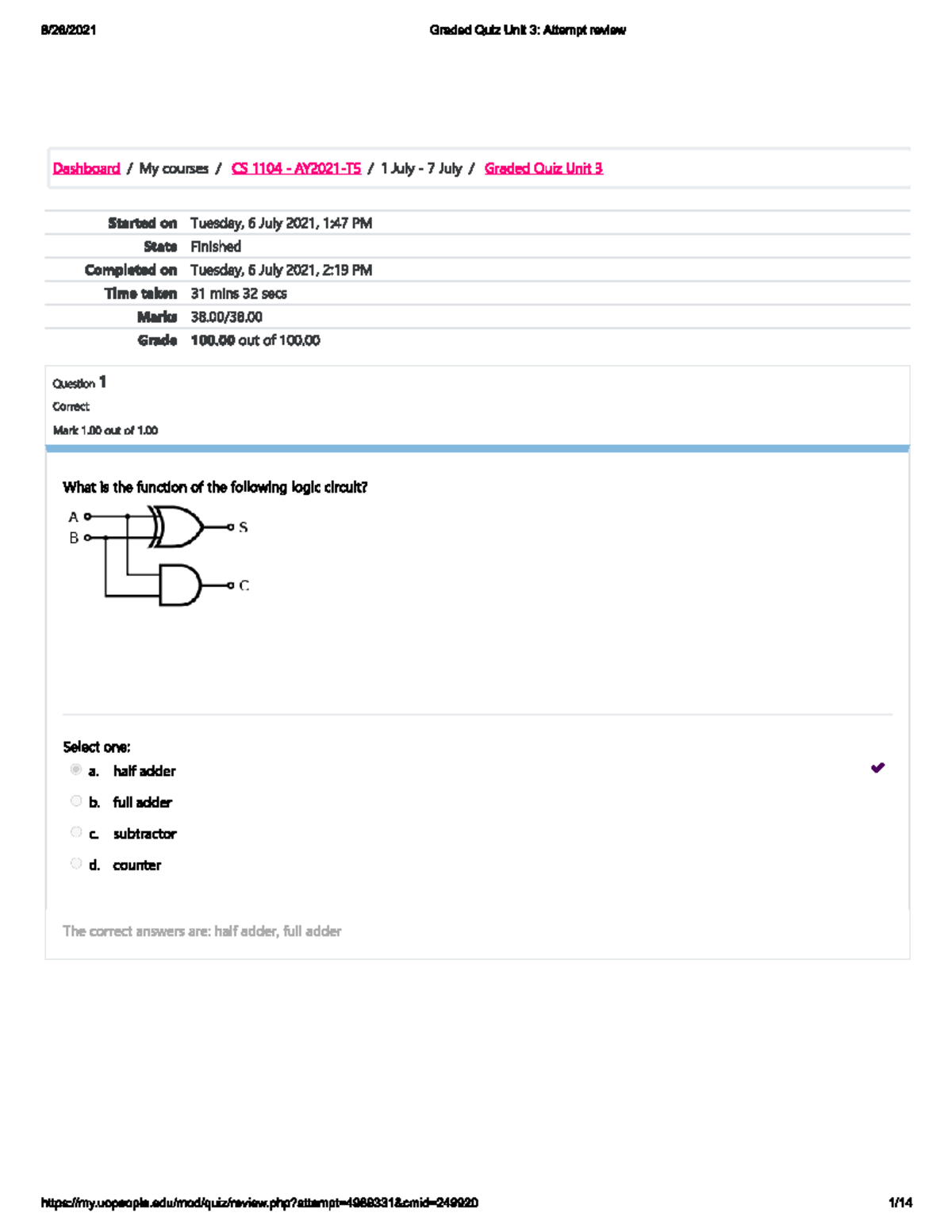 SOLUTION: Cs 411 quiz 3 file by vu topper rm - Studypool