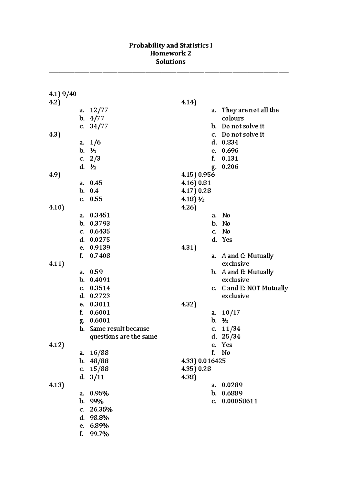 HW1 Solutions - Ejercicios ADI - Probability and Statistics I Homework ...