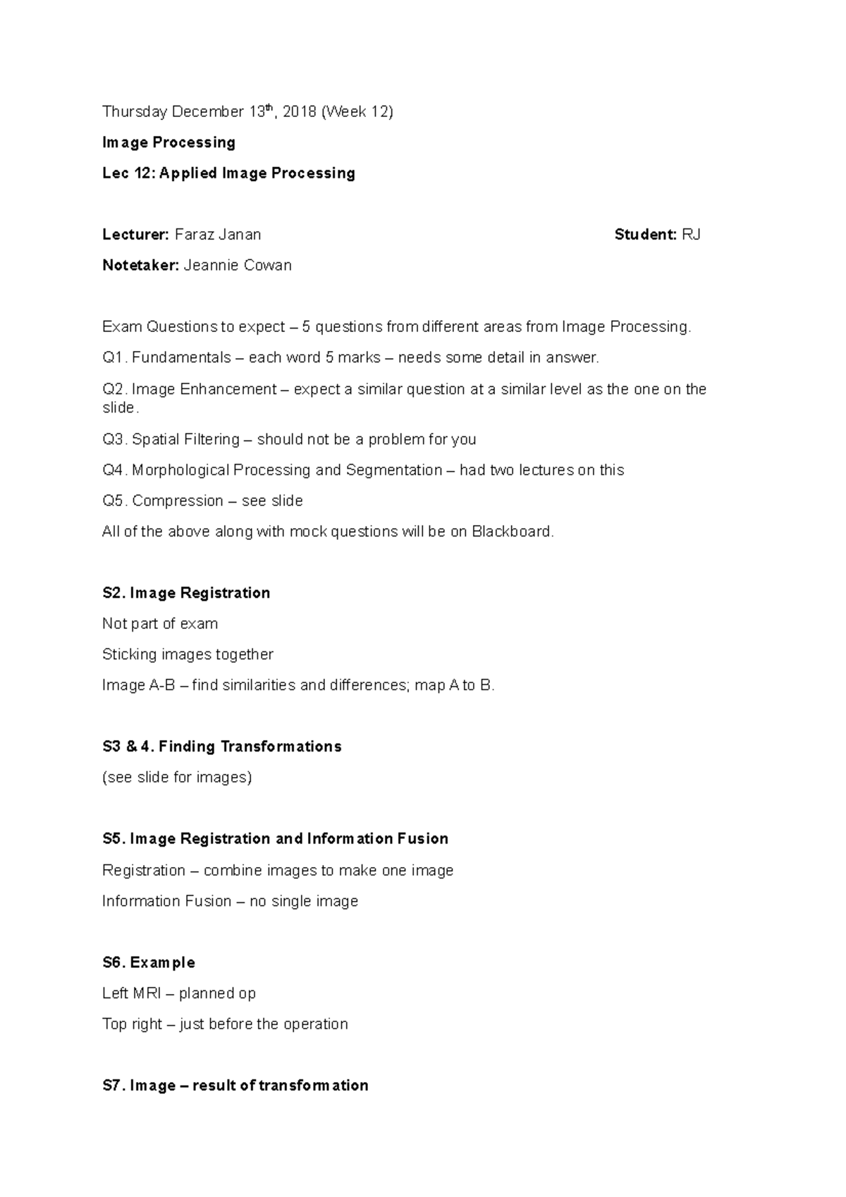 Thursday 13 December week 12 applied image processing - Thursday ...