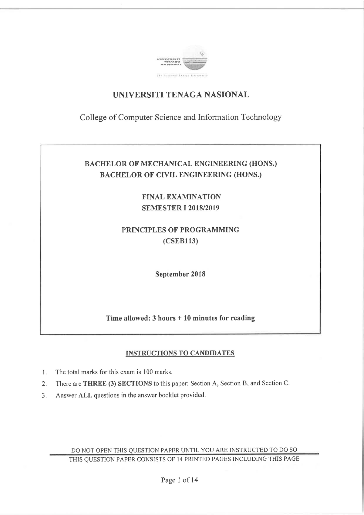 Exam 2019, Questions And Answers - Programming - Studocu