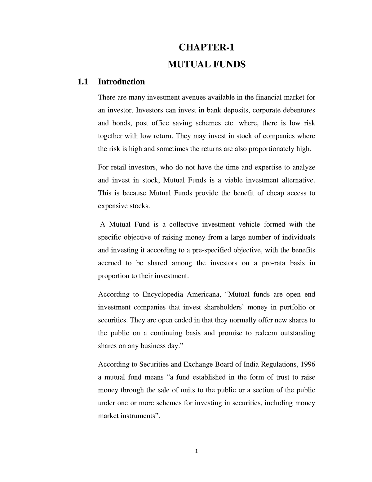 an essay about mutual funds