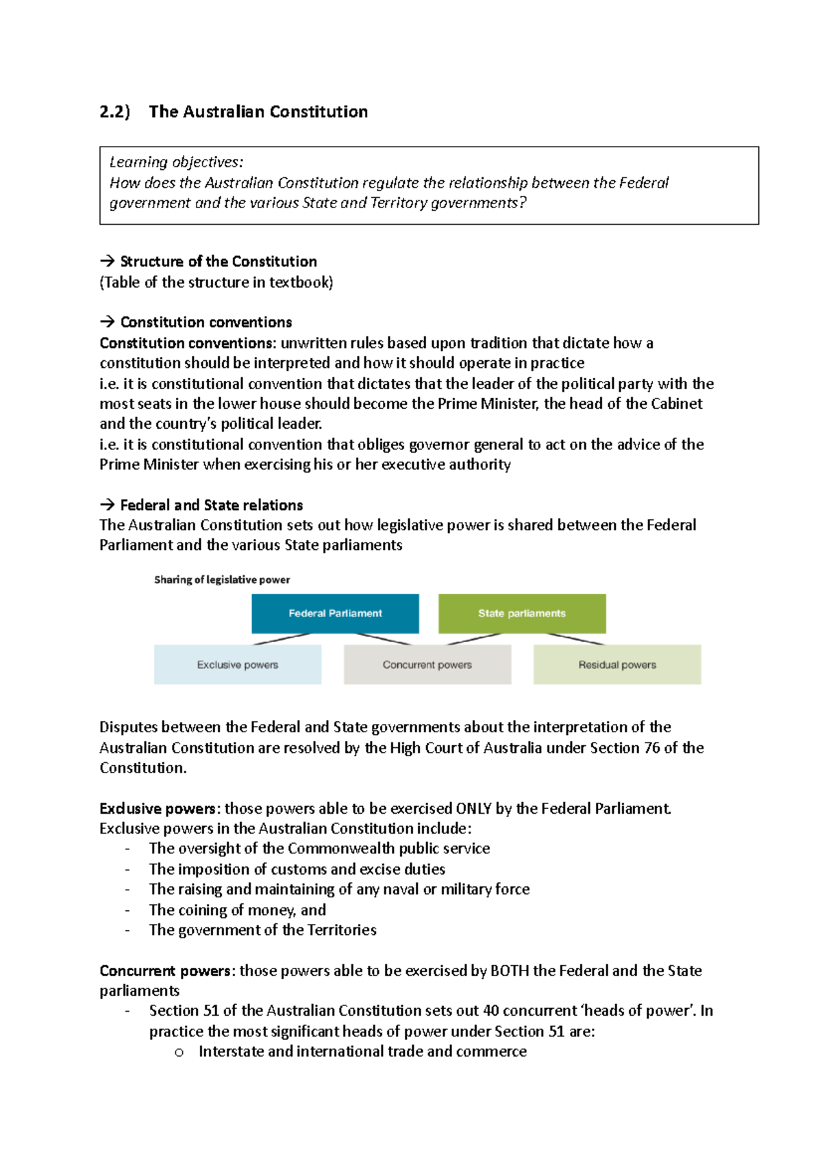 Tabl2710 ch2 - Table 2710 ch2 - 2) The Australian Constitution ...