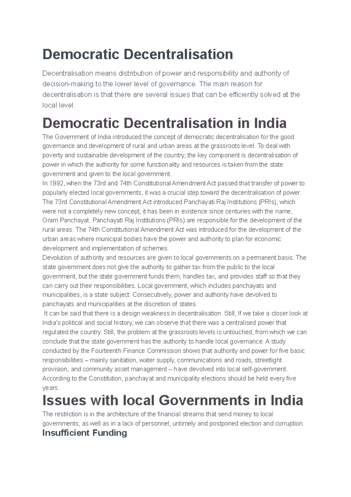 Democratic Decentralisation - Democratic Decentralisation ...