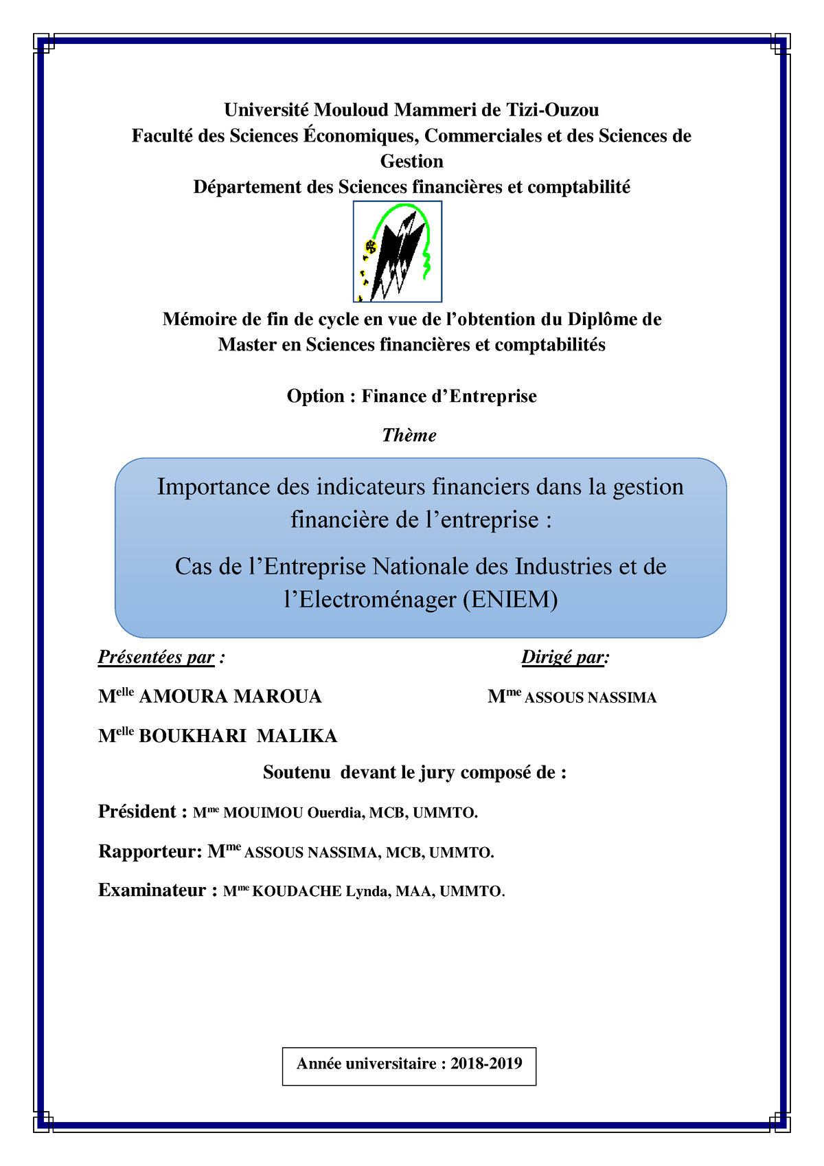 Importance Des Indicateurs Financiers Dans La Gestion Financi Re De Lentreprise Cas De L